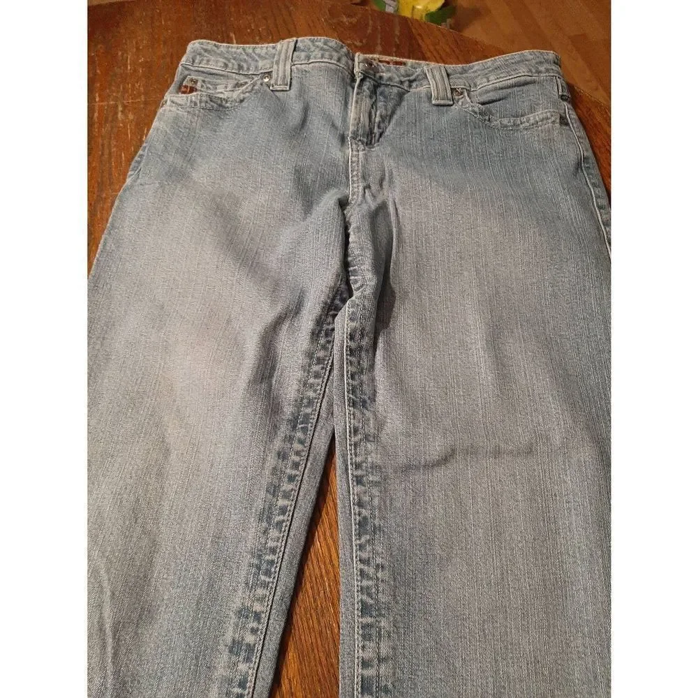 Juniors Jr Size 13 LEI Blue Denim Blue Jean Mid Rise Capri Pedal Pushers Shorts
